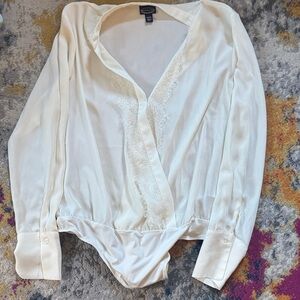 Cream Lace Trim Bodysuit